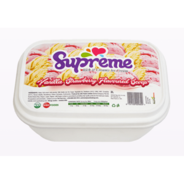 Supreme 2litre Vanilla Strawberry Ice Cream